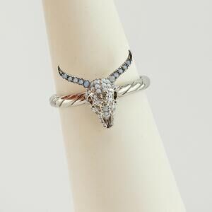 Bomb Party Desert Queen Sz 9 The Sparkling Bull White Magnesite Rhodium RBP3818